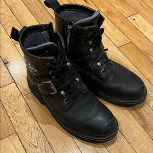 HARLEY-DAVIDSON Black Leather Men's Boots (WELL used) size 7.5.